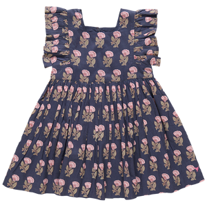 Pink Chicken Girls Elsie Dress - Navy Flower Drop