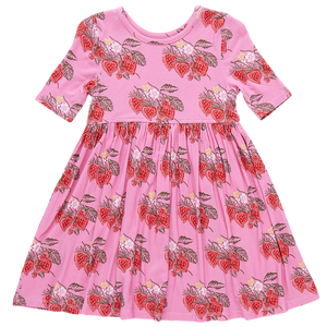 Pink Chicken Girls Spring Bamboo Steph Dress - Pink Wild Strawberries