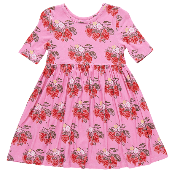 Pink Chicken Girls Spring Bamboo Steph Dress - Pink Wild Strawberries