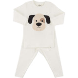 Oh Baby! Puppy Face Applique L/S 2pc Set-Cream