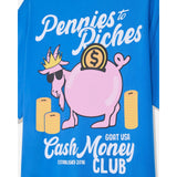 GOAT USA Cash Money Pennies to Riches T-Shirt - Royal Blue