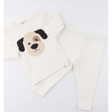 Oh Baby! Puppy Face Applique L/S 2pc Set-Cream
