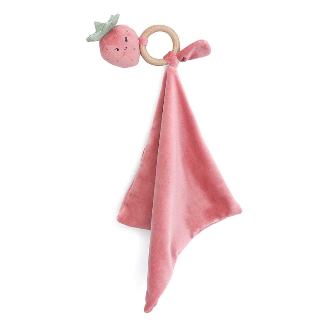 Mon Ami Pink Berry Wood Teether Security Blankie - hip-kid