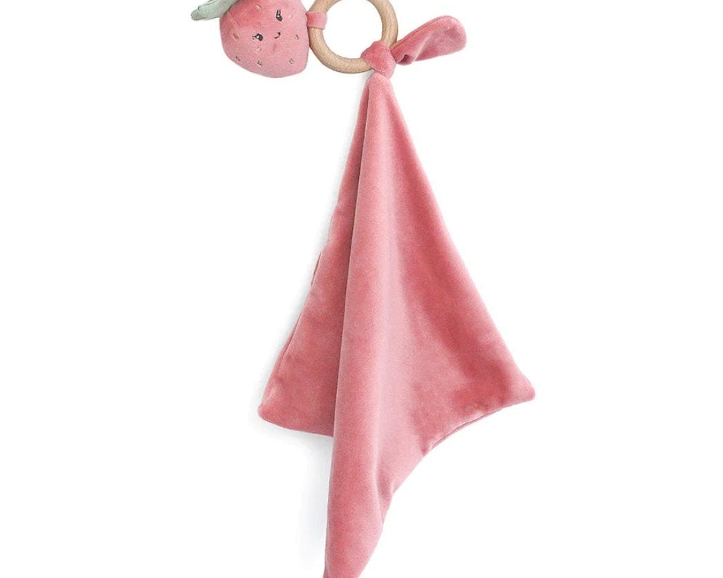 Mon Ami Pink Berry Wood Teether Security Blankie - hip-kid