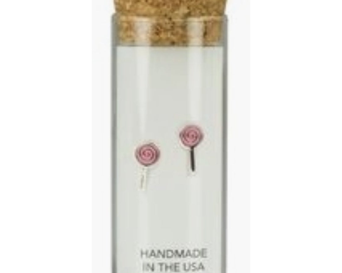 Little Miss Zoe Sterling Silver Stud Kids Earrings in a Bottle - Lollipop - hip-kid