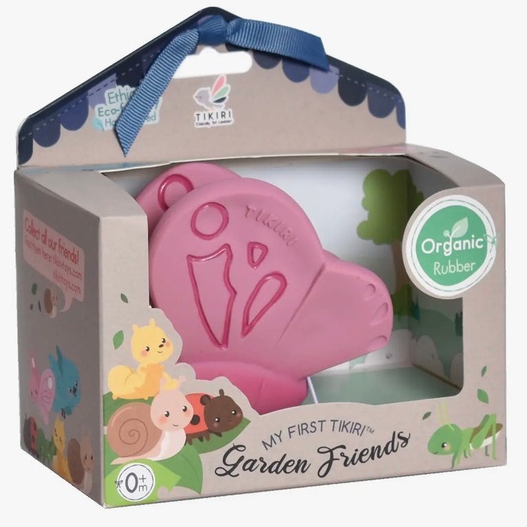 Tikiri Butterfly Natural Rubber Teether, Rattle & Bath Toy - hip-kid
