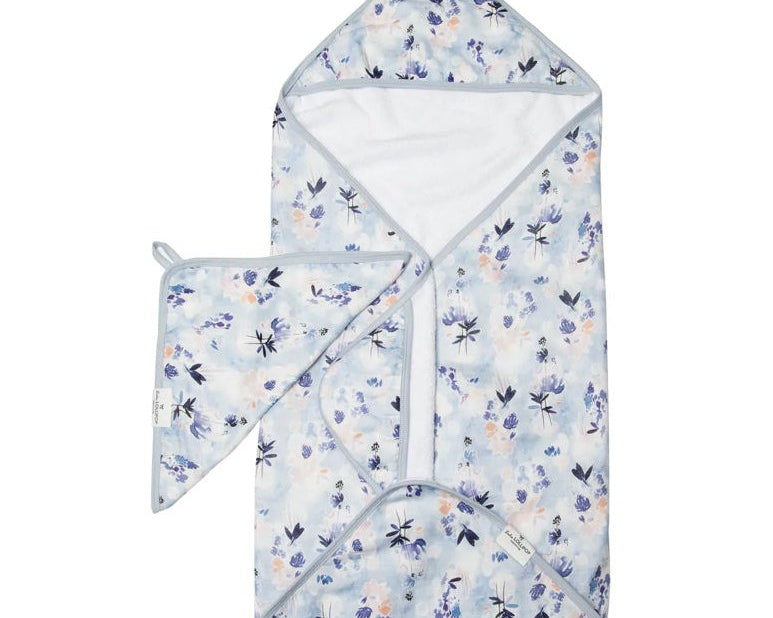 Lou Lou Lollipop Hooded Towel Set - Ink Floral - hip-kid