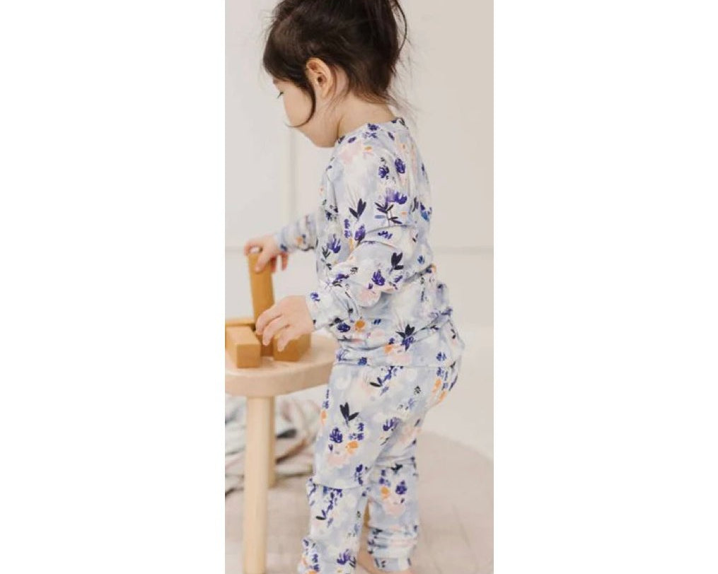 LouLou Lollipop 2-pc Pajama Set in TENCEL - Ink Floral - hip-kid