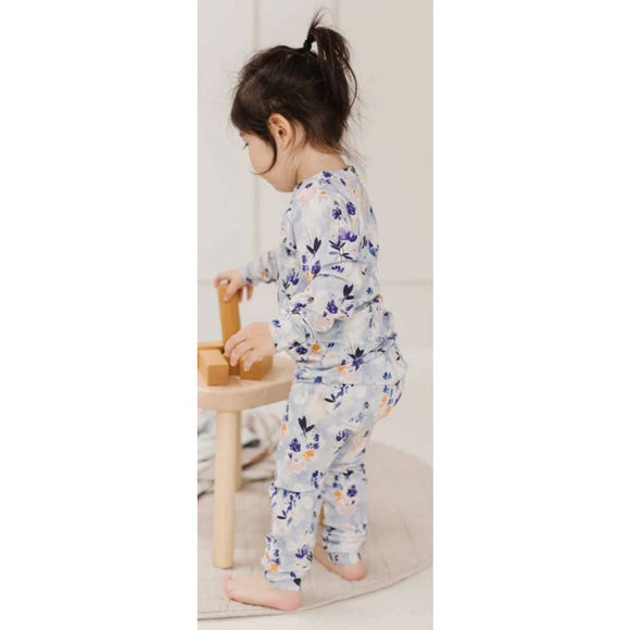 LouLou Lollipop 2-pc Pajama Set in TENCEL - Ink Floral - hip-kid