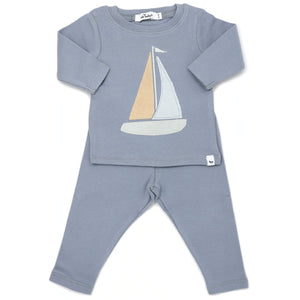 Oh Baby - Sailboat L/S 2PC Set - Fog - hip-kid