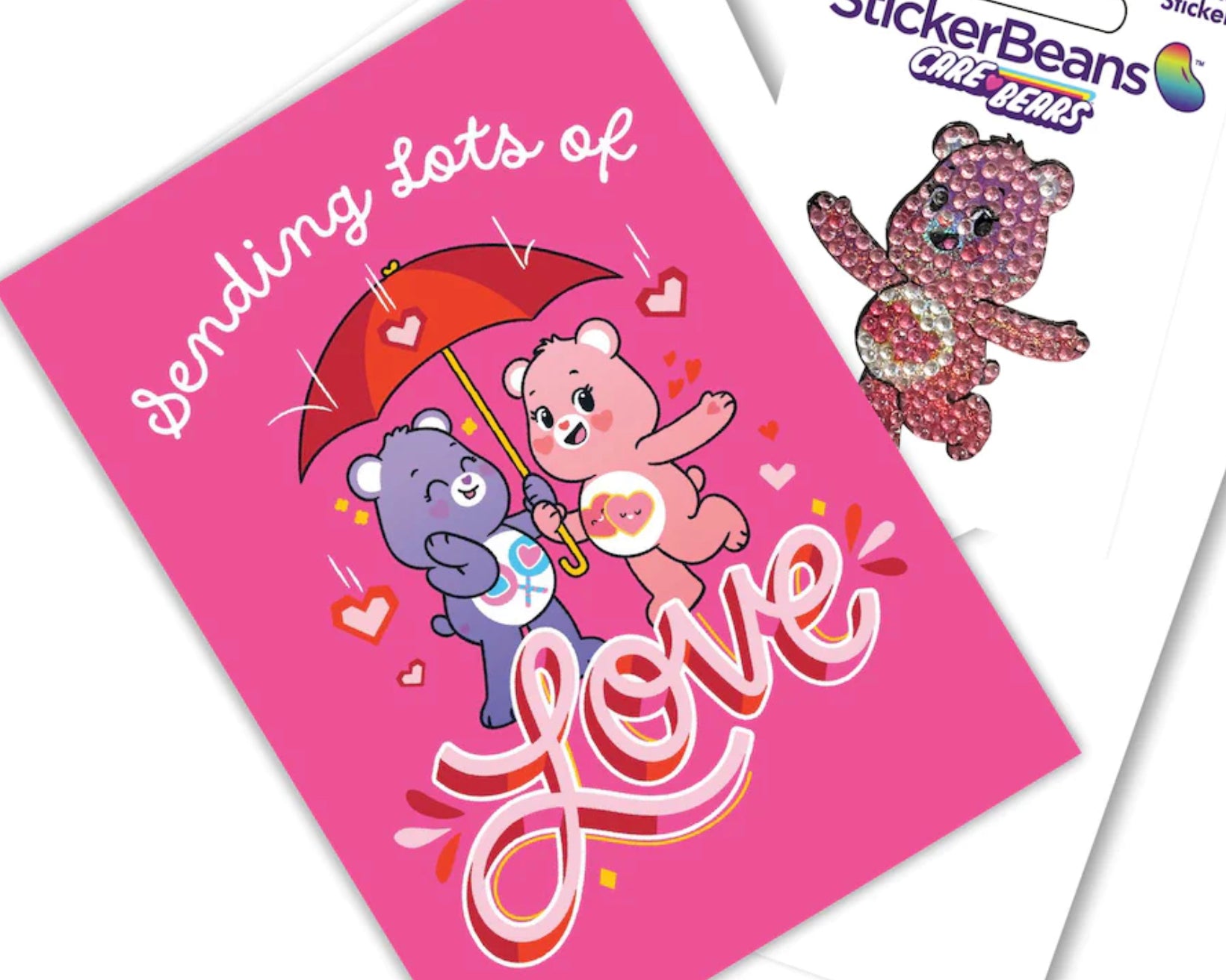 Sticker Beans - Care Bear Love Greeting Card with Sticker - hip-kid