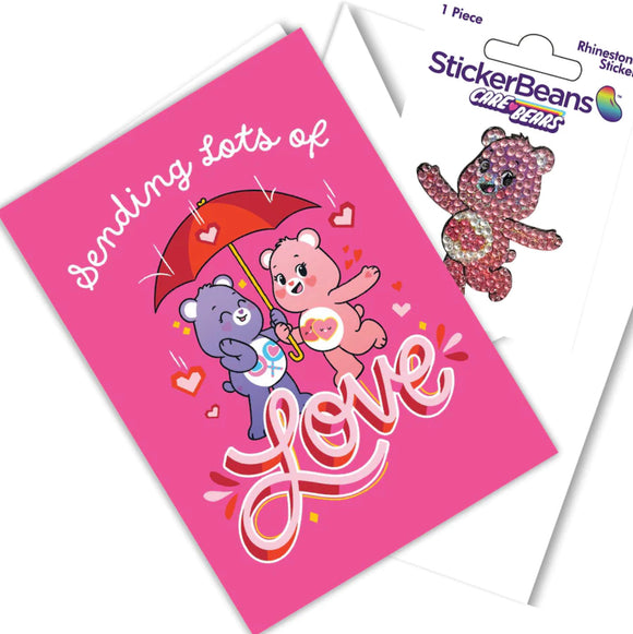 Sticker Beans - Care Bear Love Greeting Card with Sticker - hip-kid