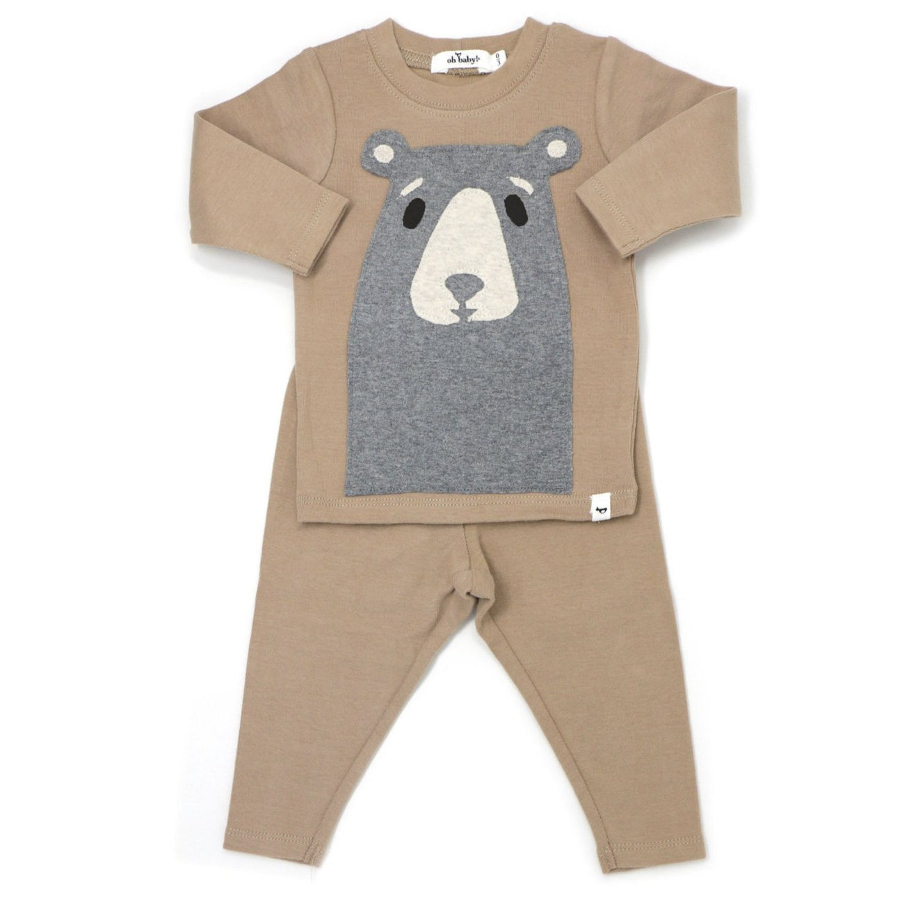 Oh Baby - Boo Boo Bear Coal L/S 2PC Set-Latte - hip-kid