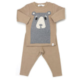 Oh Baby - Boo Boo Bear Coal L/S 2PC Set-Latte - hip-kid