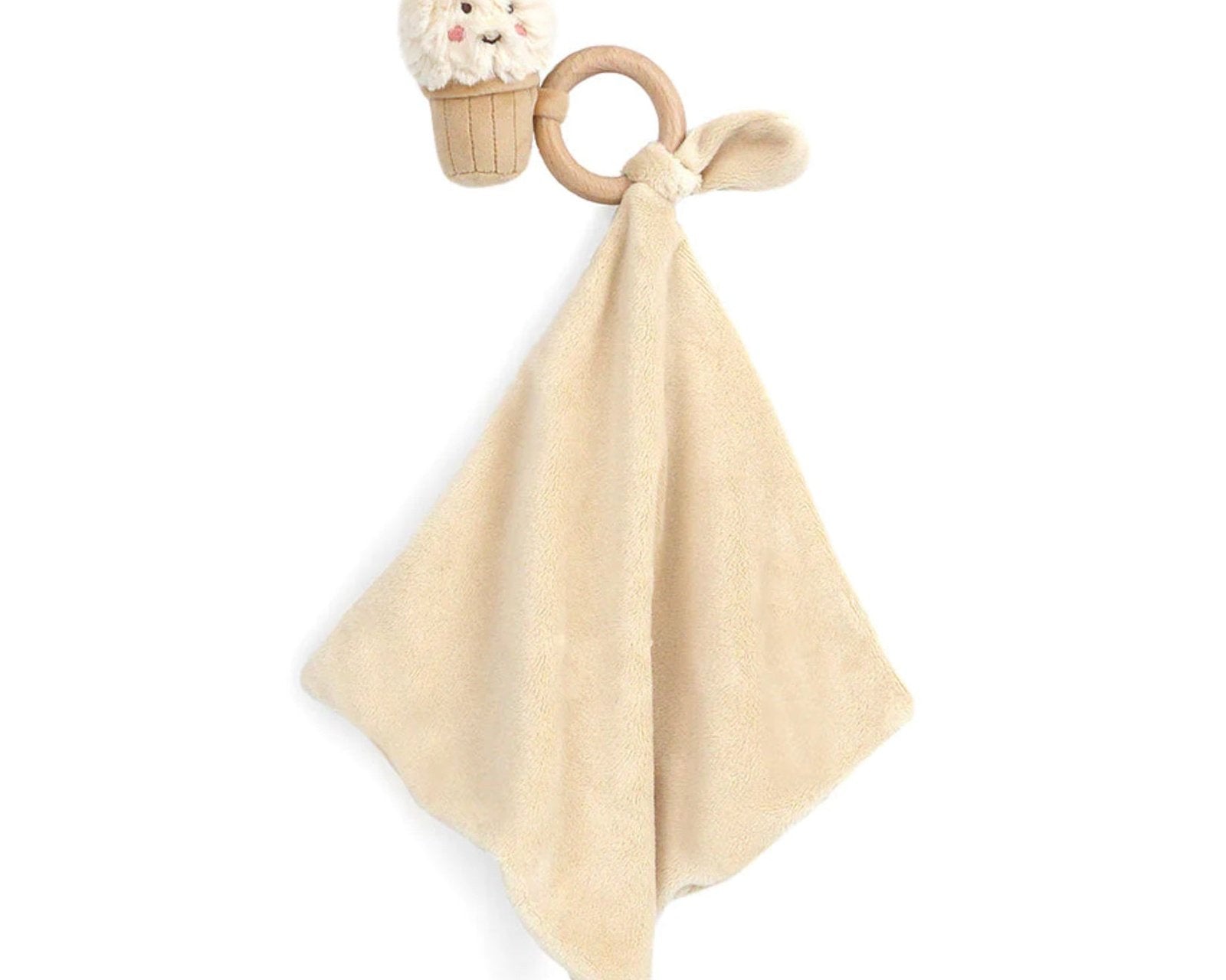 Mon Ami Izzy Ice Cream Wood Teether Security Blankie - hip-kid