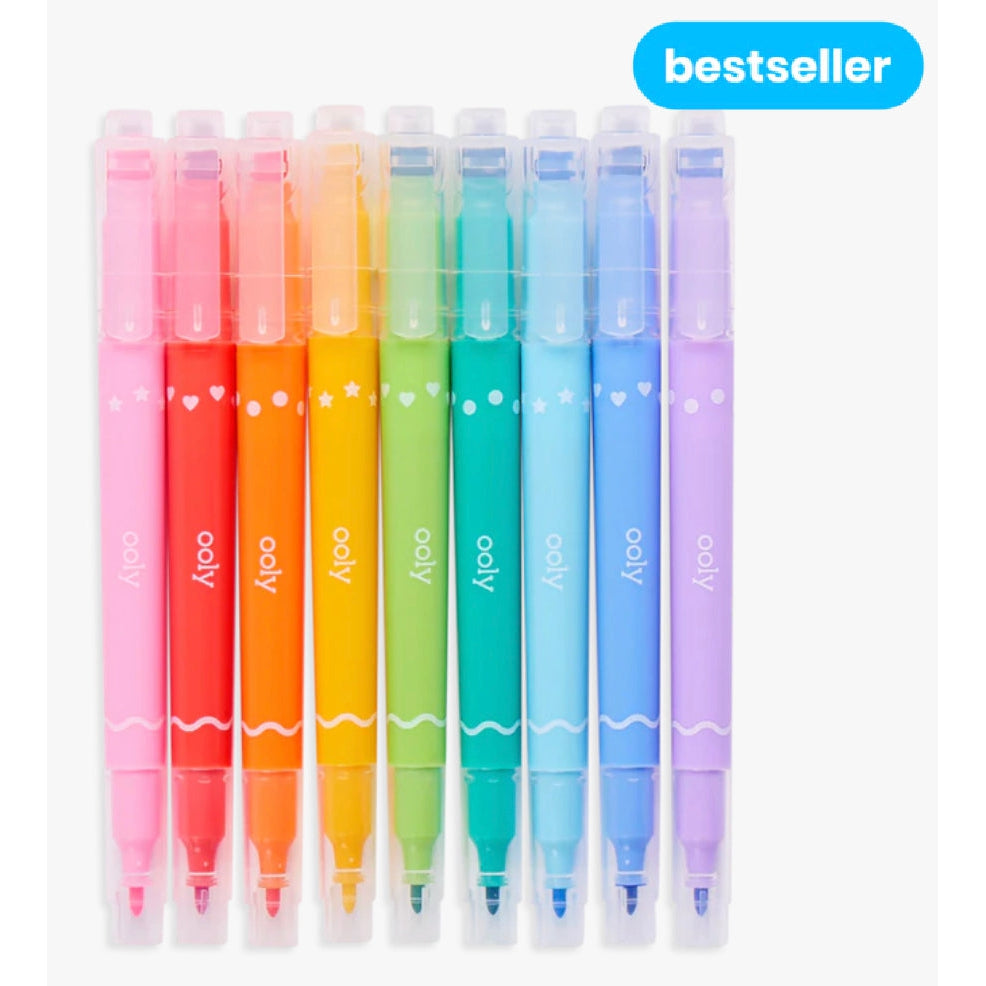 OOLY Confetti Stamp 9 Double Ended Markers - hip-kid