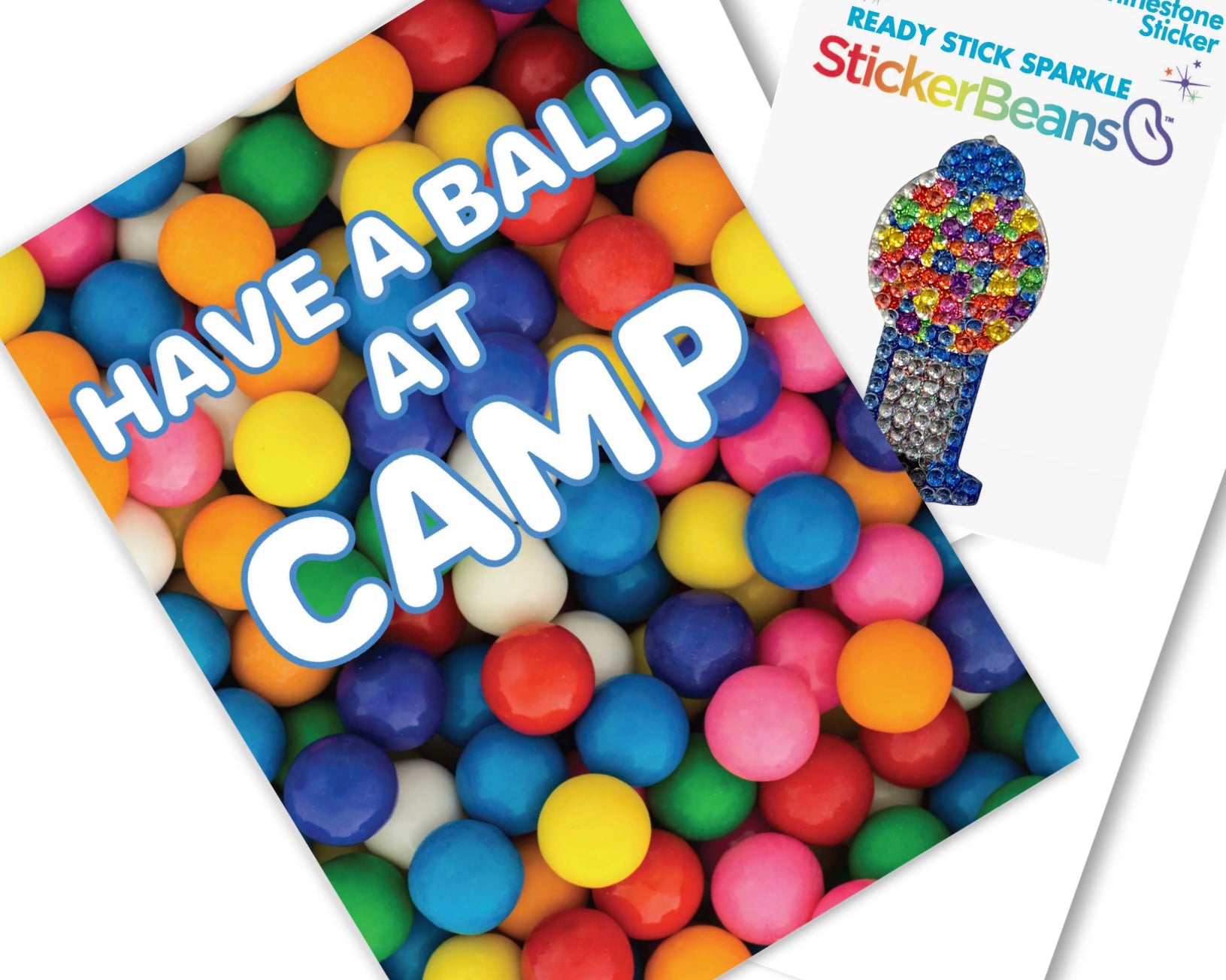 StickerBeans - Have A Ball At Camp Greeting Card with Sticker - hip-kid