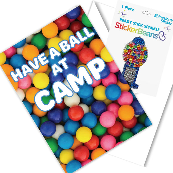 StickerBeans - Have A Ball At Camp Greeting Card with Sticker - hip-kid