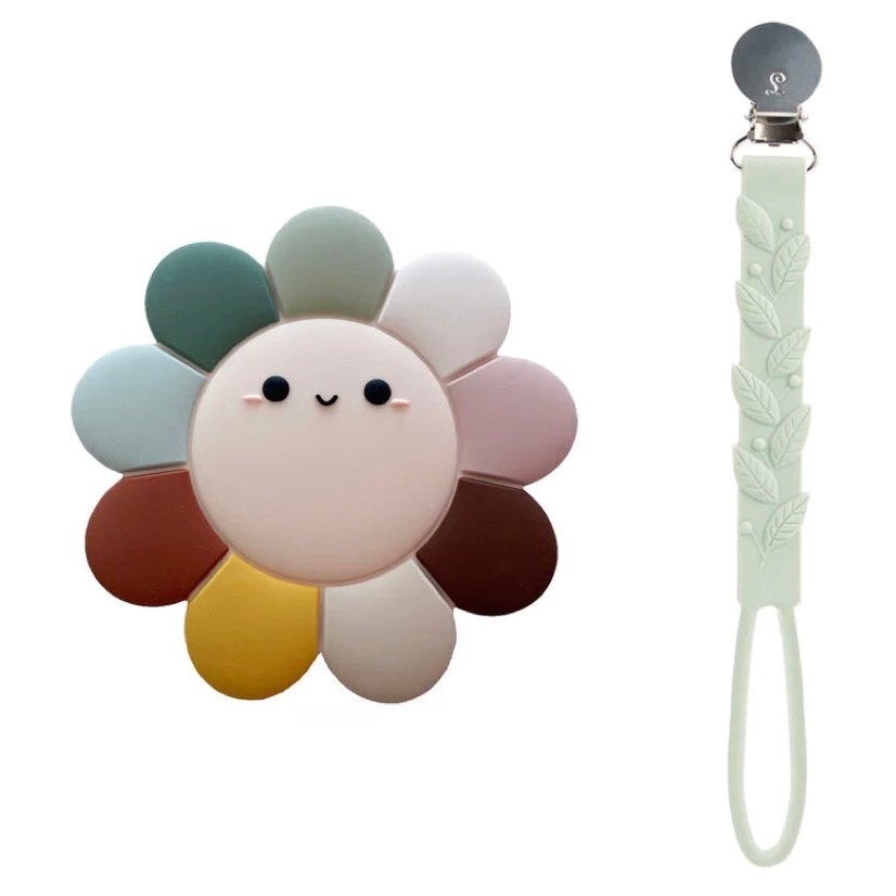 LouLou Lollipop Daisy Silicone Teether Set - Daisy Multi - hip-kid