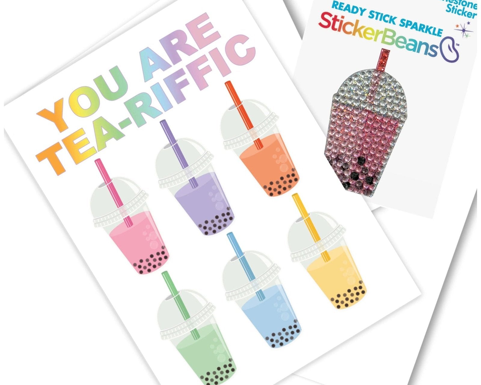StickerBeans - Tea-riffic Greeting Card with Sticker - hip-kid