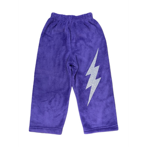 Made With Love and Kisses Purple W/ Silver Lightning Bolt Fuzzy Pants - hip-kid