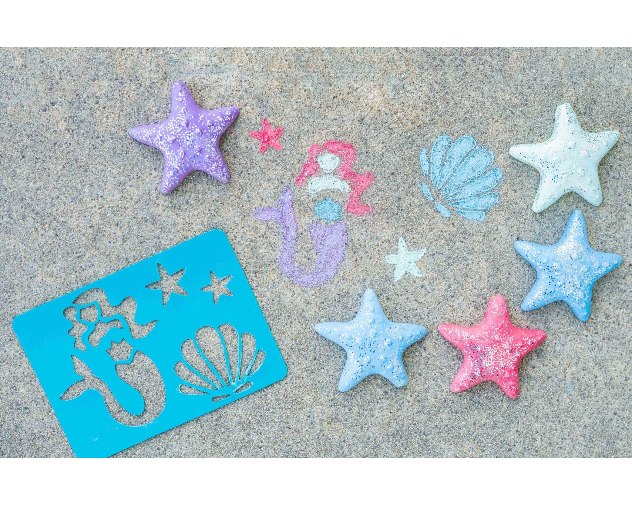 Yoobi Chalk Set with Stencil - Mermaid - hip-kid
