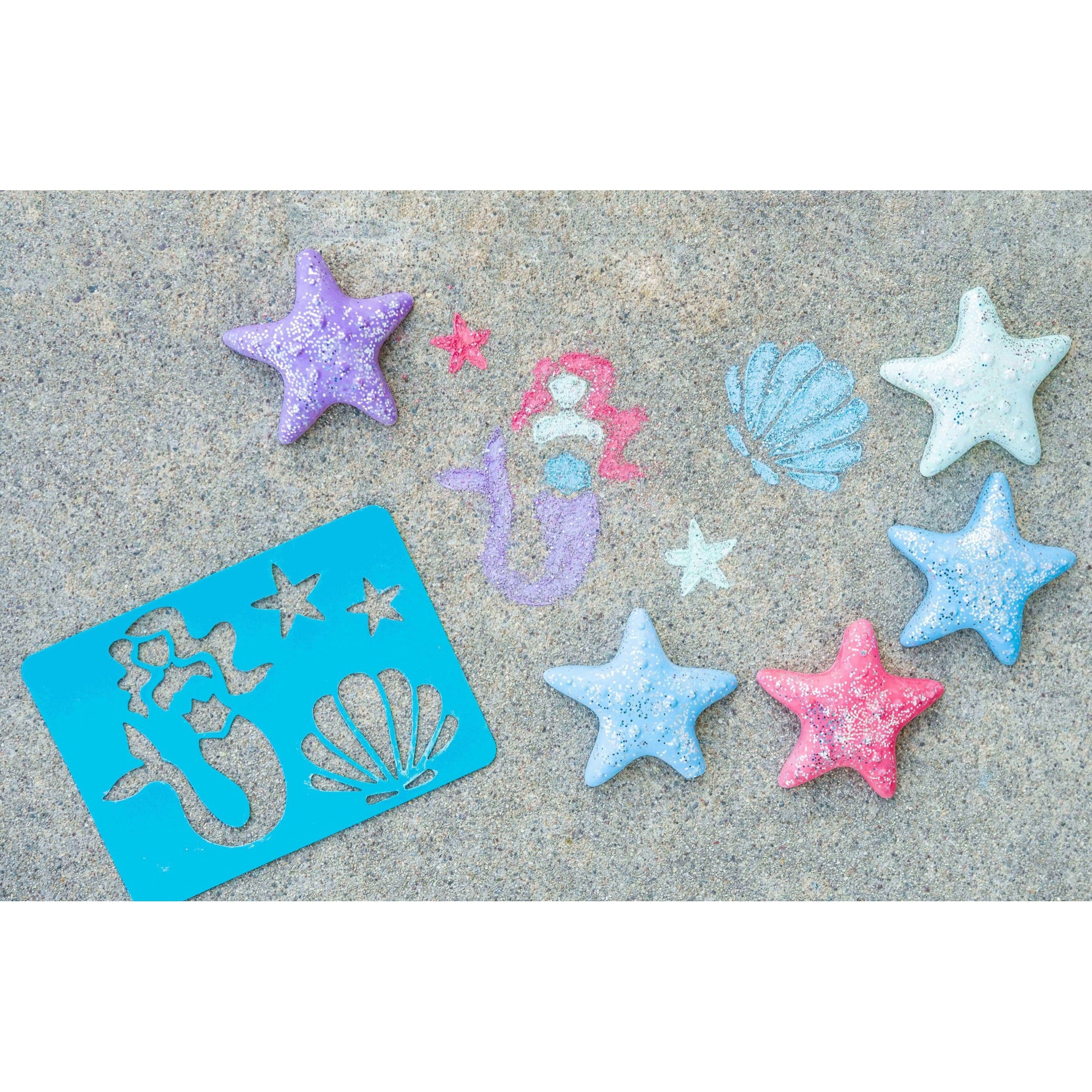 Yoobi Chalk Set with Stencil - Mermaid - hip-kid