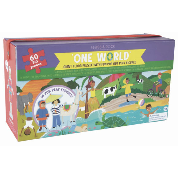 Floss & Rock One World 60 pc Puzzle w/ Figures - hip-kid