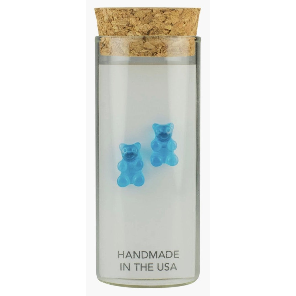 Little Miss Zoe Sterling Silver Yummy Bear Blue Stud Kids Earrings in a Bottle - hip-kid