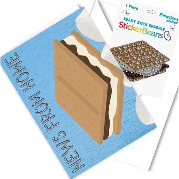 StickerBeans -S’more News From Home Greeting Card with Sticker - hip-kid
