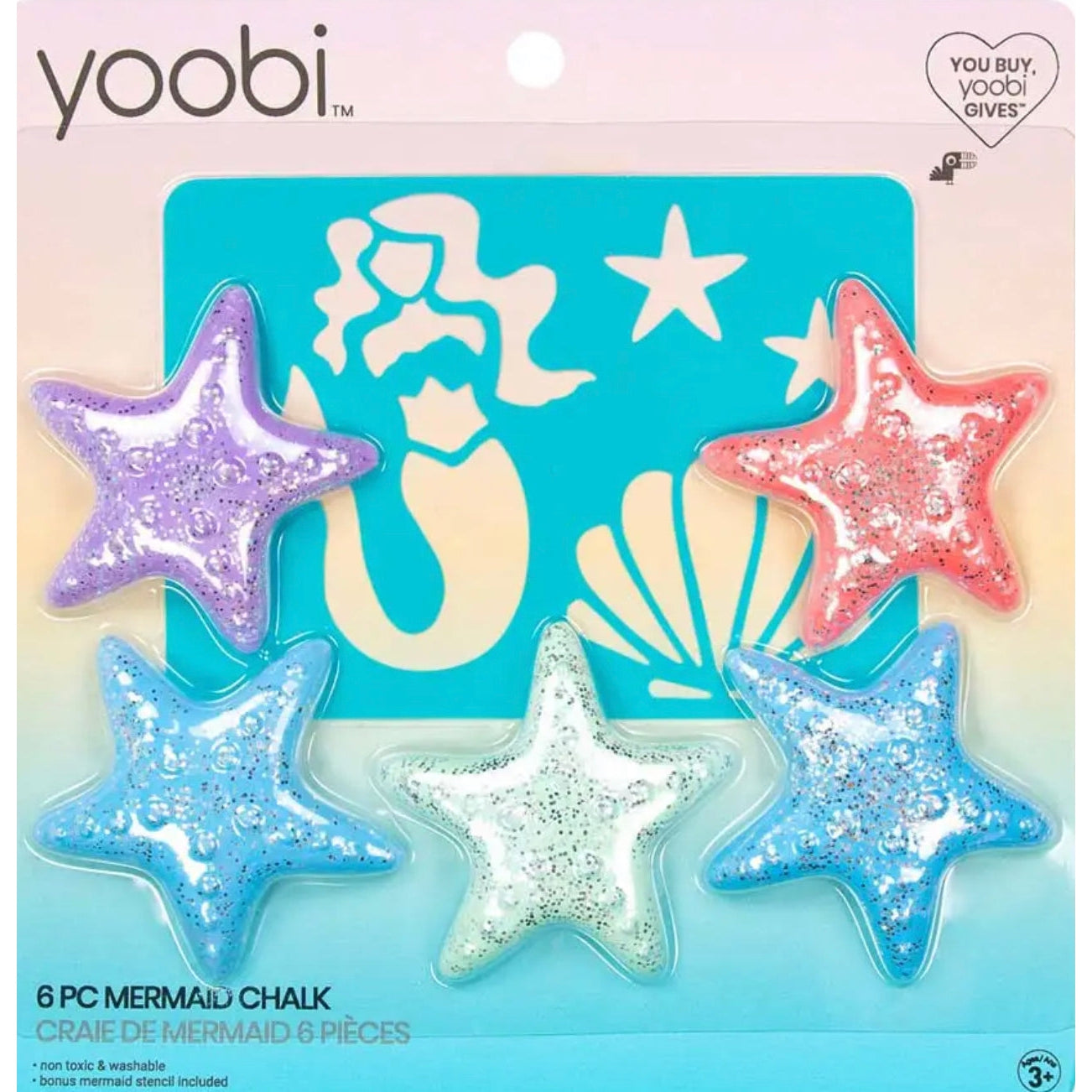 Yoobi Chalk Set with Stencil - Mermaid - hip-kid