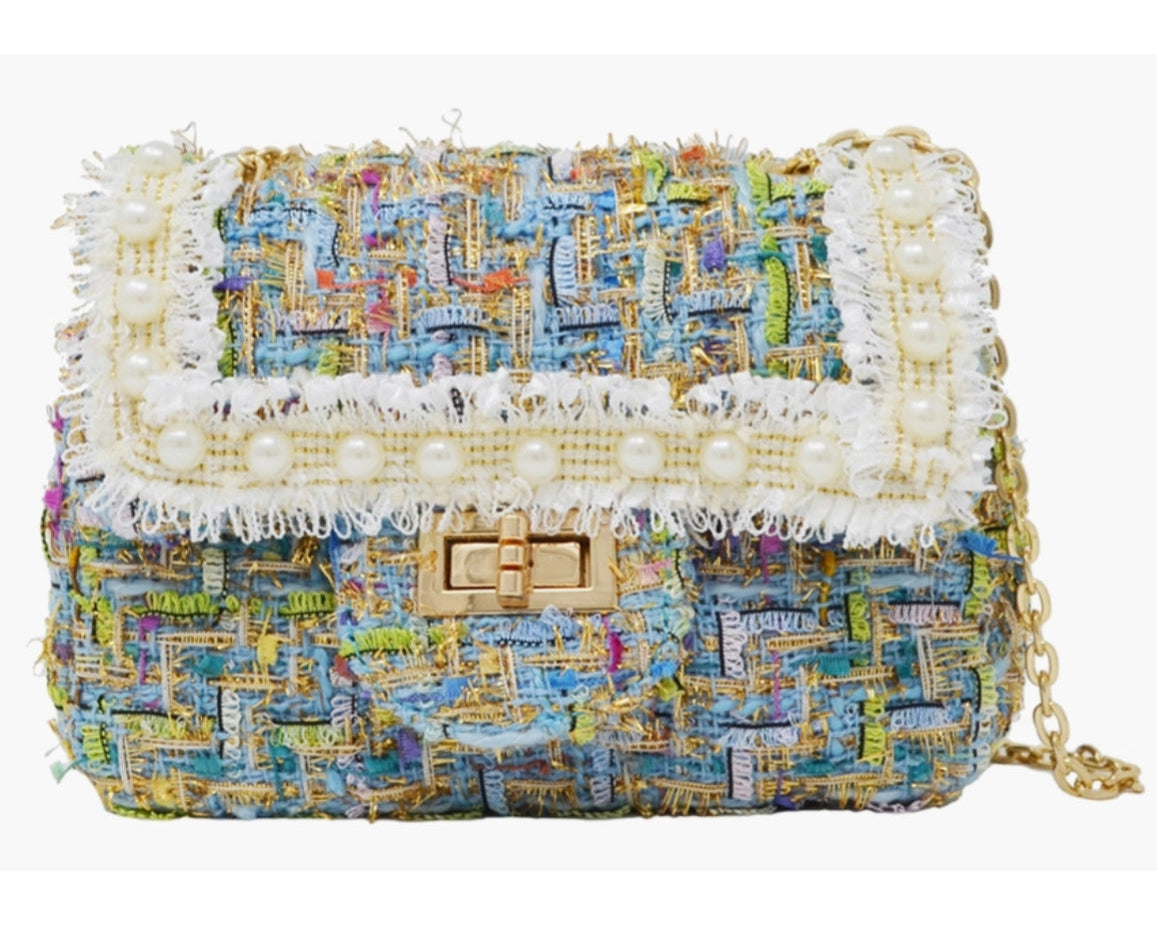 Zomi Gems - Tiny Treats Tweed Pearl Mini Bag - Blue - hip-kid