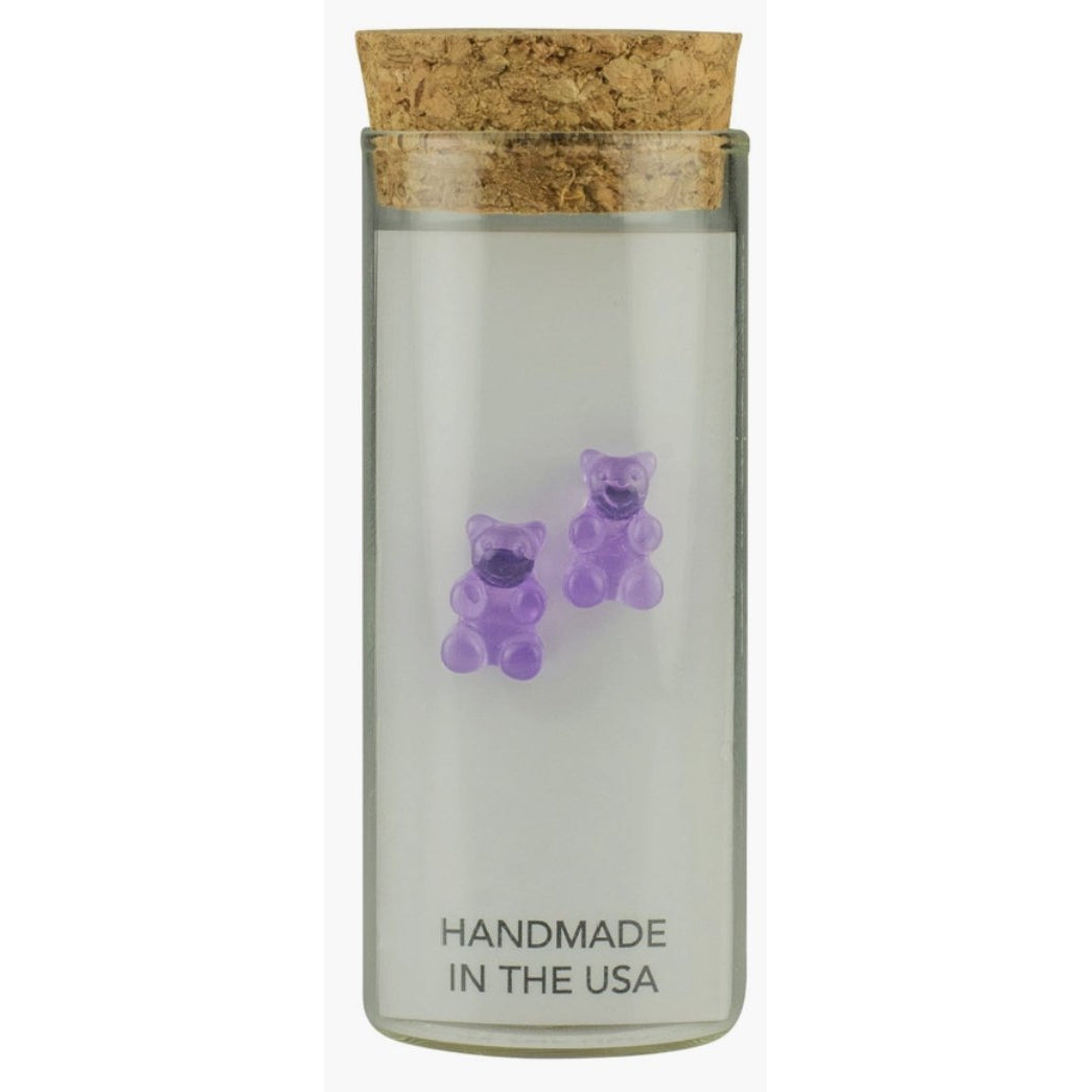 Little Miss Zoe Sterling Silver Yummy Bear Purple Stud Kids Earrings in a Bottle - hip-kid