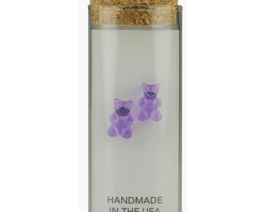 Little Miss Zoe Sterling Silver Yummy Bear Purple Stud Kids Earrings in a Bottle - hip-kid