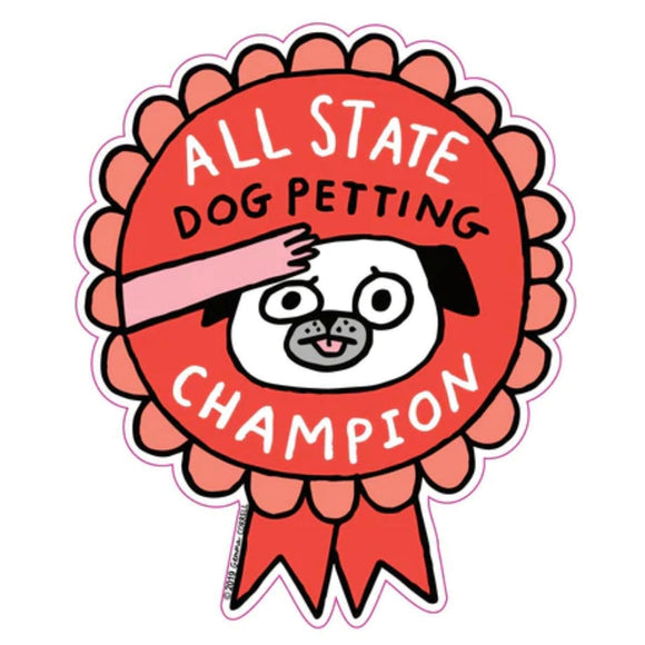 Badge Bomb Sticker - All State Dog Petting Champion - hip-kid
