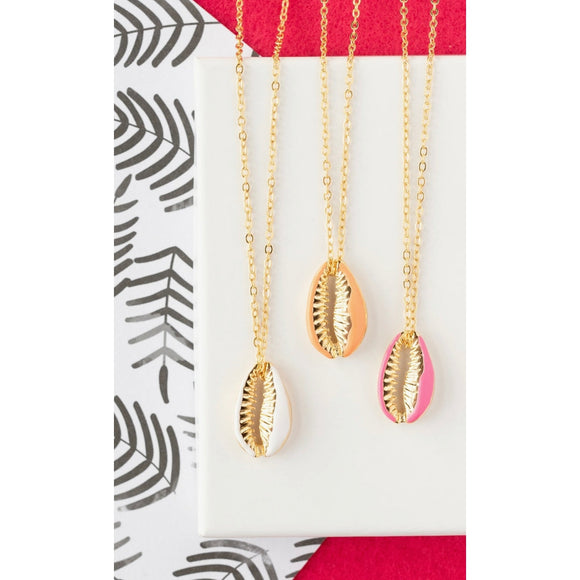 Rebecca Accessories Cowrie Neon Shell Necklace - hip-kid