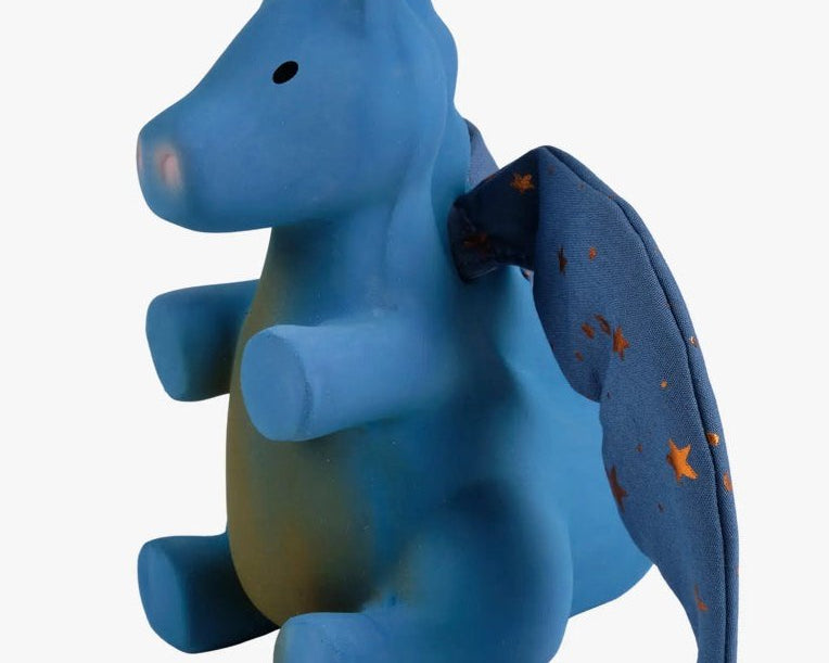 Tikiri Midnight Dragon Organic Natural Rubber Rattle With Crinkle Wings - hip-kid