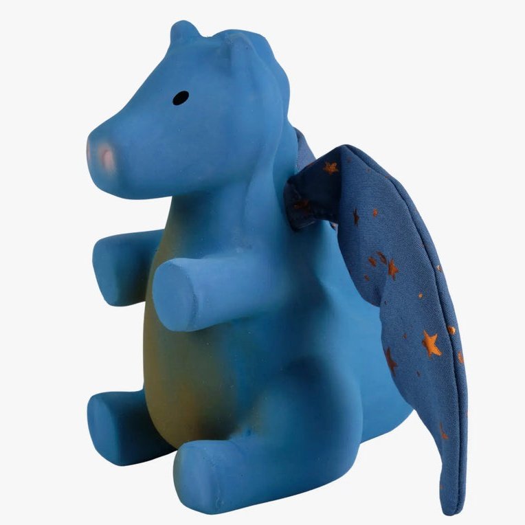 Tikiri Midnight Dragon Organic Natural Rubber Rattle With Crinkle Wings - hip-kid