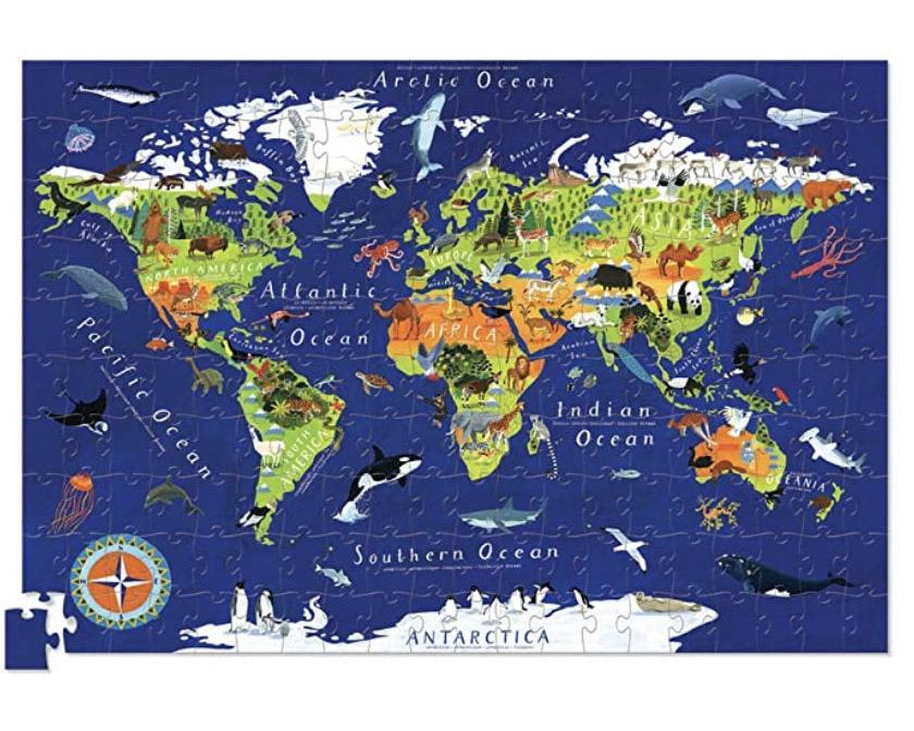 Crocodile Creek World Animals 200 Piece Puzzle & Poster - hip-kid
