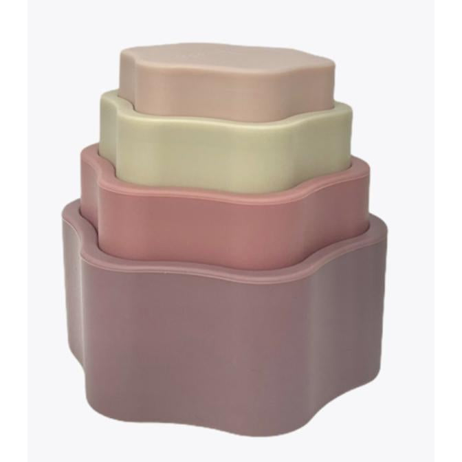 Three Hearts Silicone Flower Stacker - Pale Pink - hip-kid