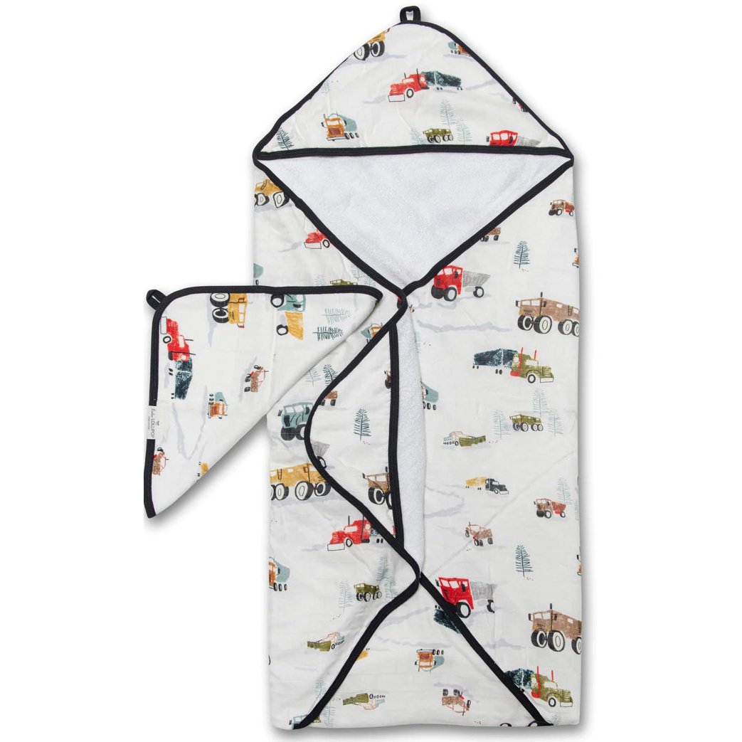 Lou Lou Lollipop Hooded Towel Set - Happy Trucks - hip-kid