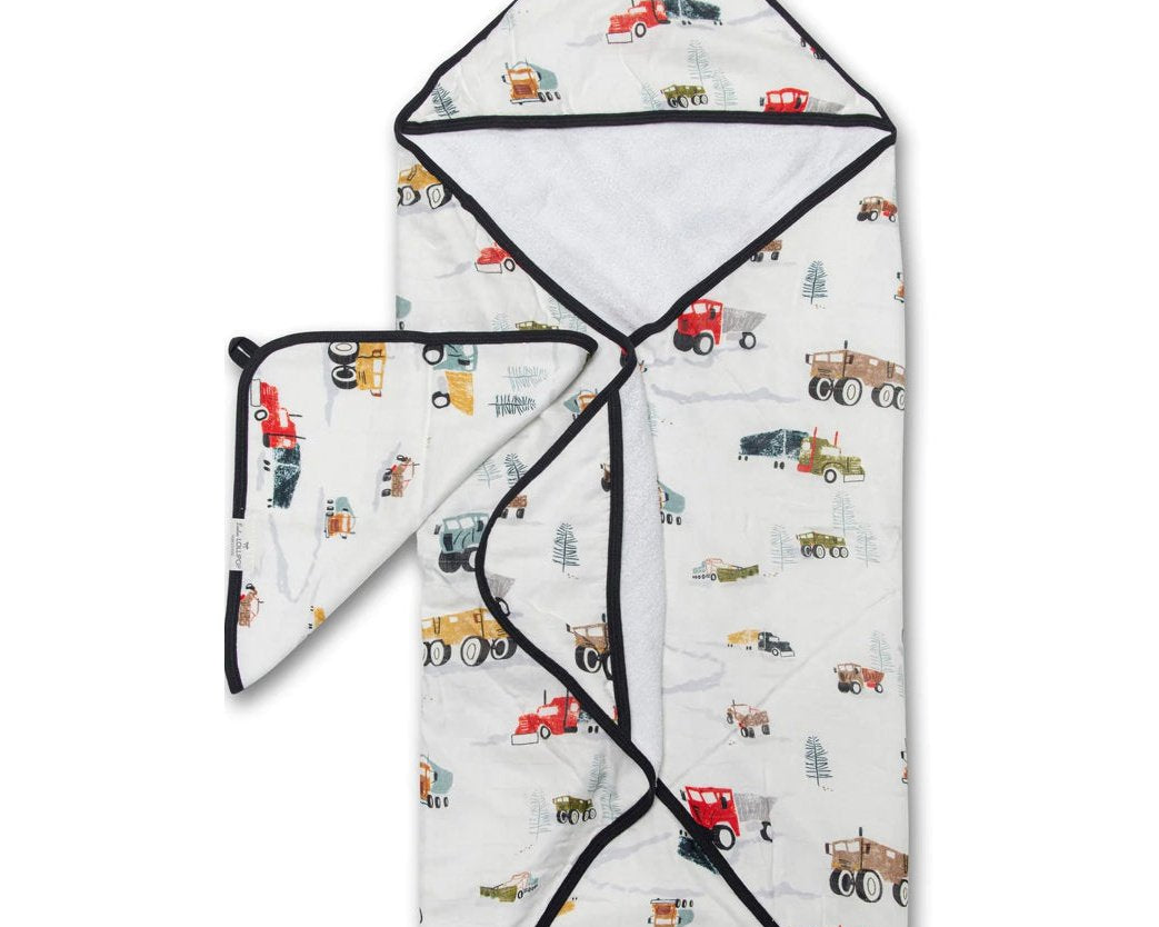 Lou Lou Lollipop Hooded Towel Set - Happy Trucks - hip-kid