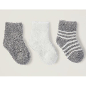 Barefoot Dreams Cozy Chic Lite Infant Sock Set 3 Pack (Pewter Pearl) - hip-kid