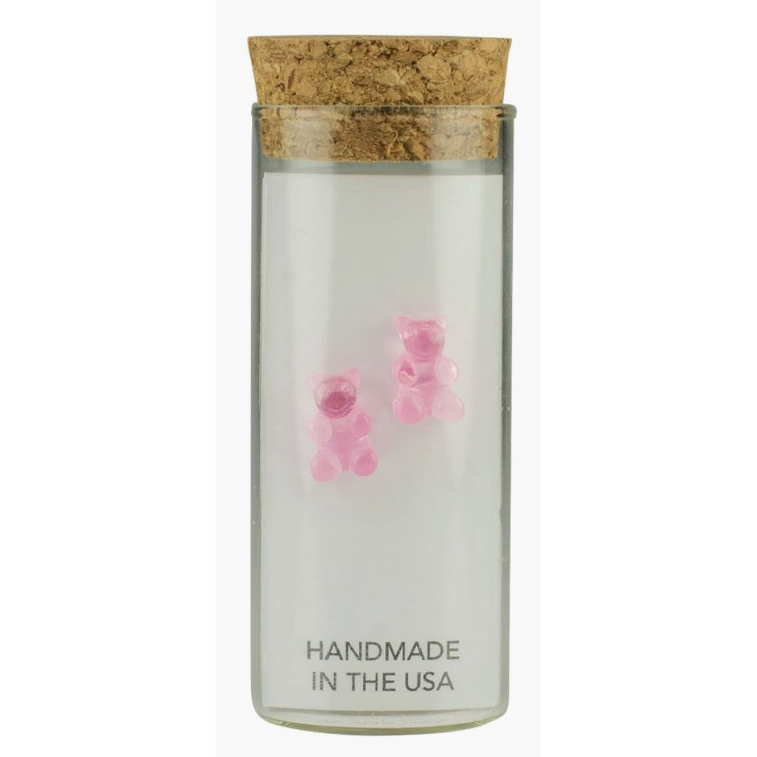 Little Miss Zoe Sterling Silver Yummy Bear Pink Stud Kids Earrings in a Bottle - hip-kid