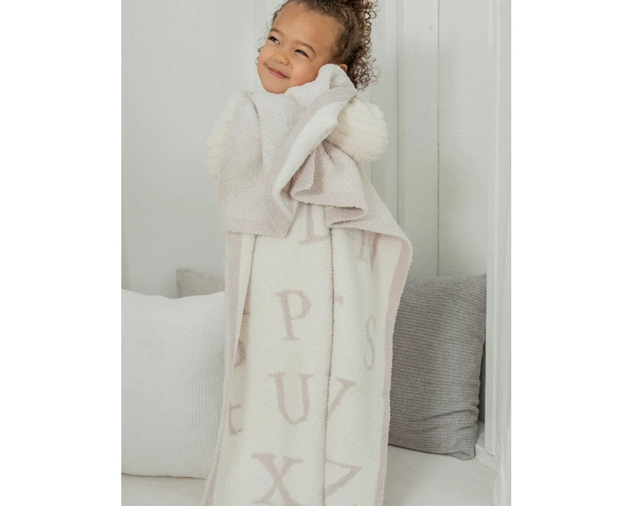 Barefoot Dreams Cozy Chic ABC Blanket (Stone/Cream) - hip-kid