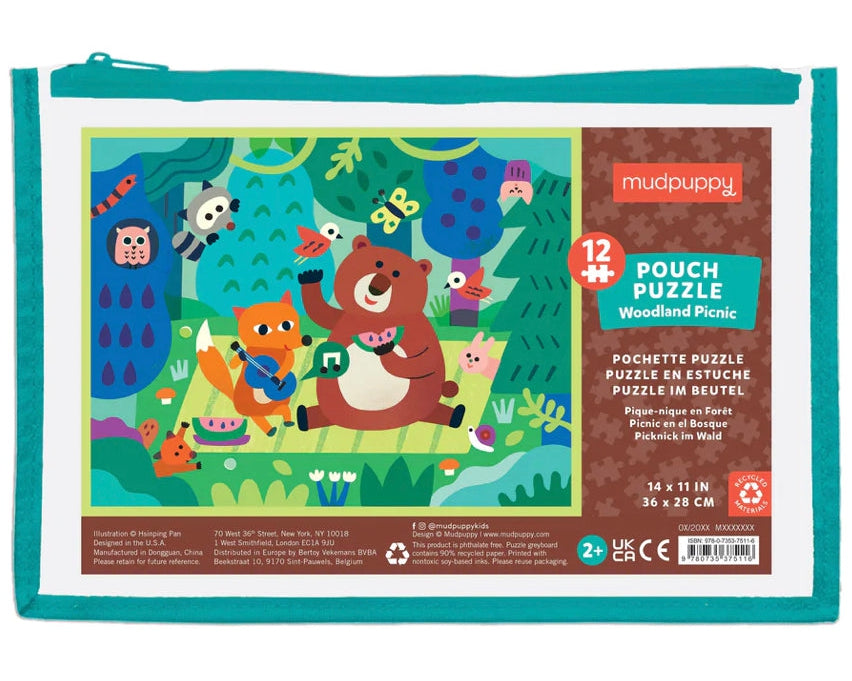 Mudpuppy 12 pc Pouch Puzzle - Woodland Picnic - hip-kid