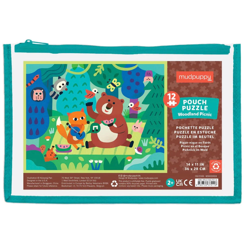 Mudpuppy 12 pc Pouch Puzzle - Woodland Picnic - hip-kid