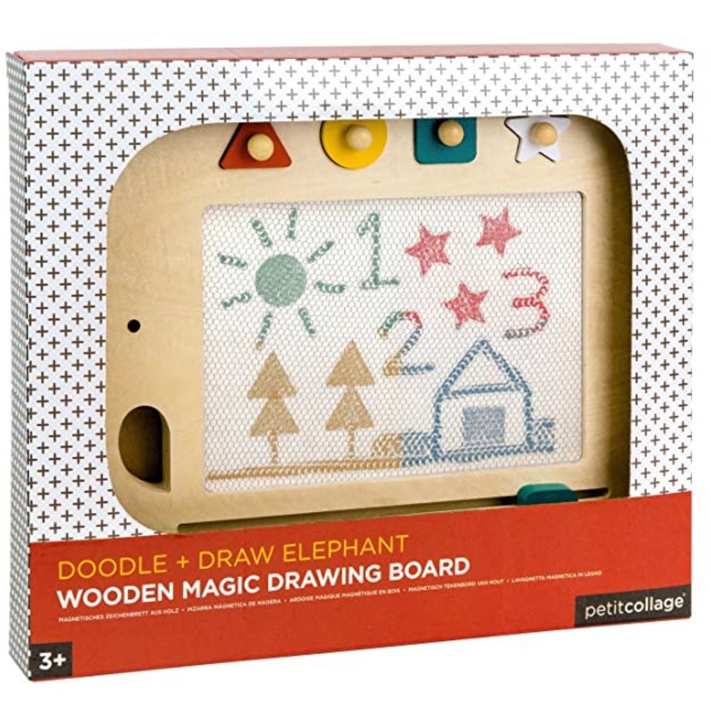 Petit Collage Doodle & Draw Elephant - Wooden Magic Drawing Board - hip-kid