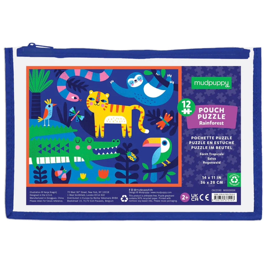 Mudpuppy 12 pc Pouch Puzzle - Rainforest - hip-kid