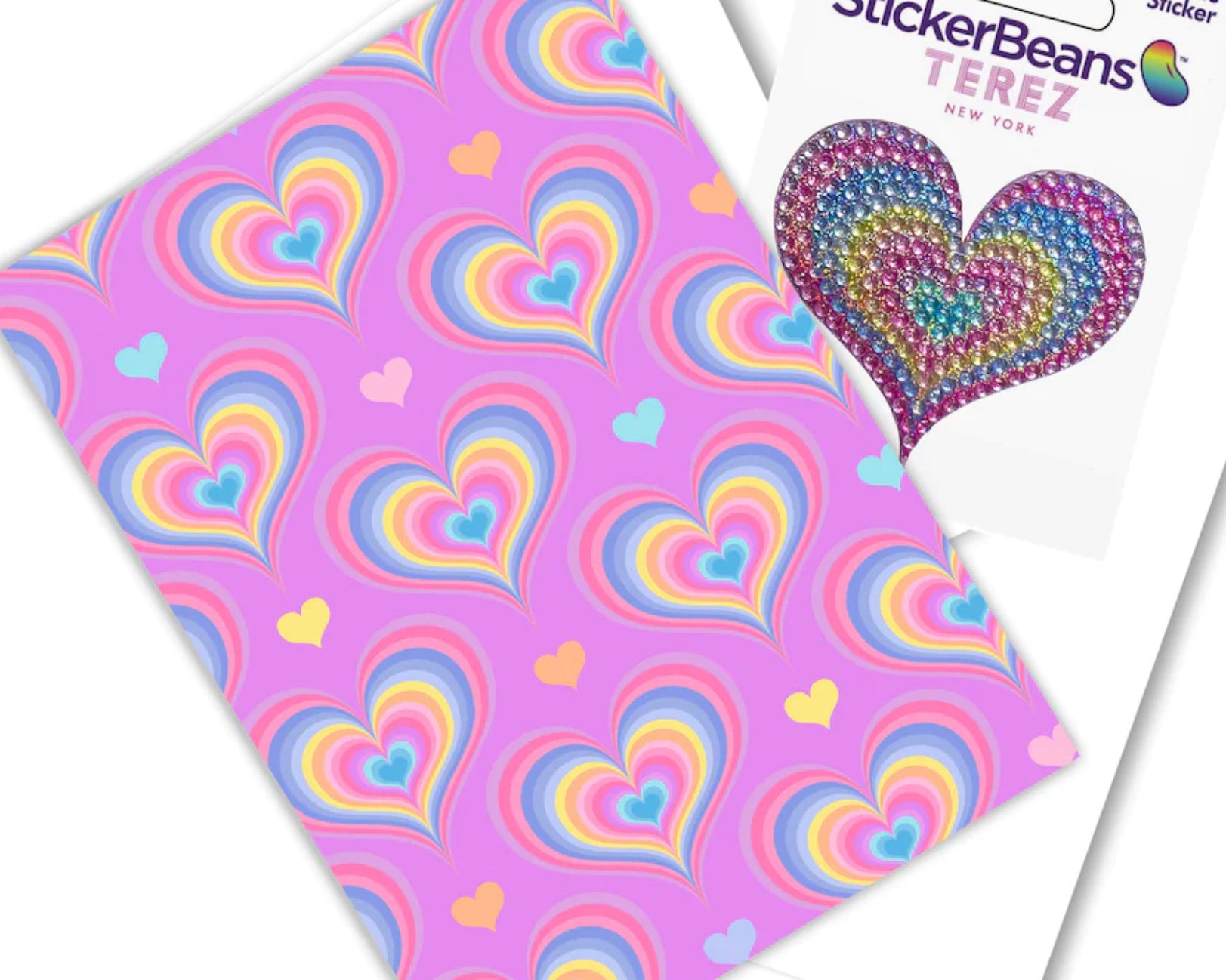 Sticker Beans - Terez Groovy Heart Greeting Card with Sticker - hip-kid